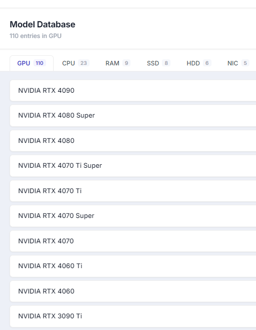 Model database view